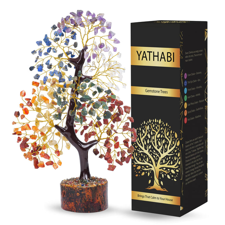 YATHABI Seven Chakra Aura Reinigungsstein Baum Ornament Geschenk Natürliche Heilung Kristall der Lie