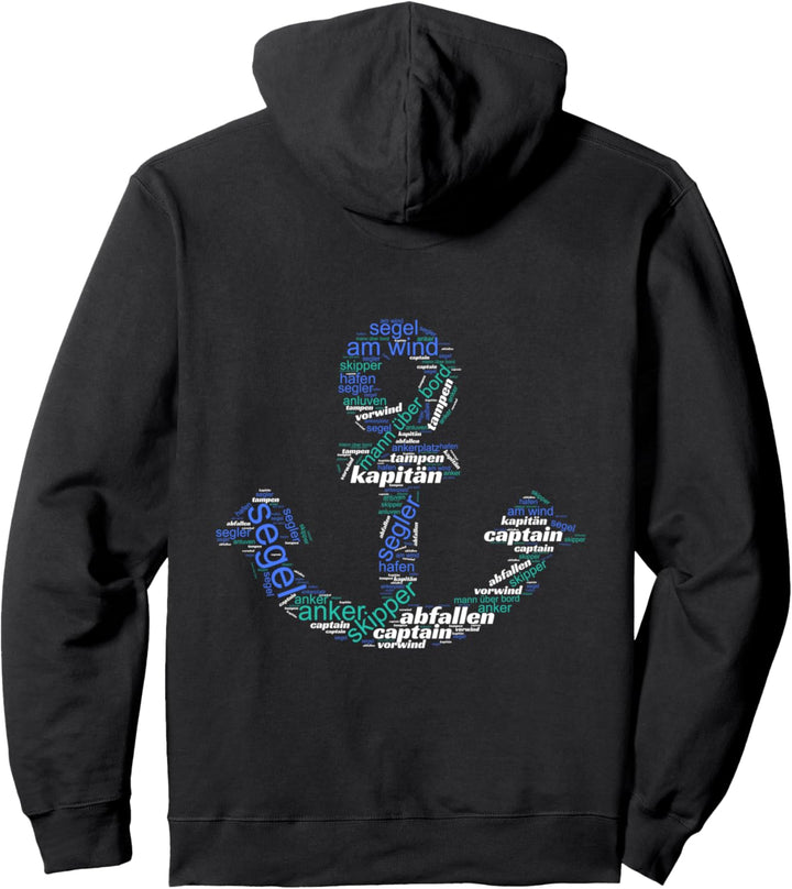 Anker als Schrift mit nautischen Begriffen Segler Kapitän Pullover Hoodie