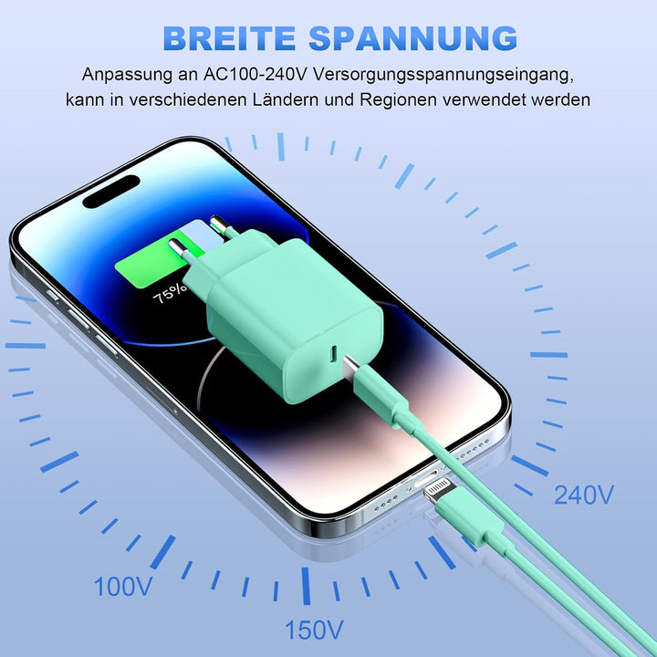 iPhone Ladekabel, [MFi-Zertifiziert] 2er 20W Pack iPhone Ladegerät Apple Ladekabel 2M,USBC Schnellla