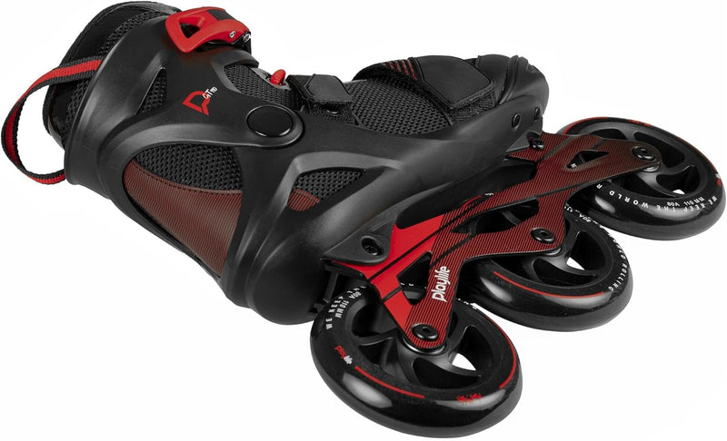 Playlife Inline Skates GT Black 110, Schwarz, Unisex für Herren und Damen, 110mm/80A Rollen, ABEC 7