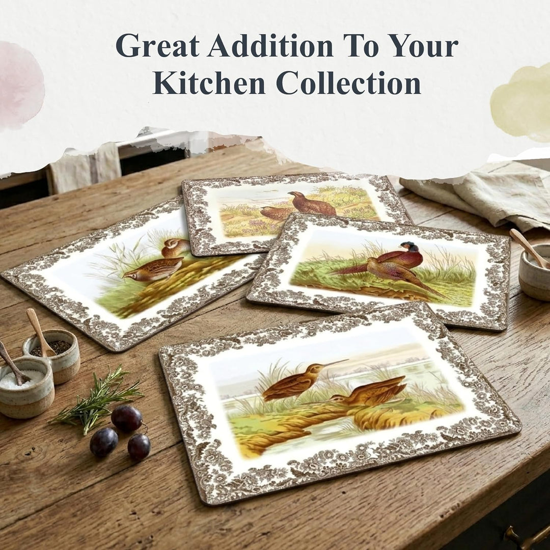 Pimpernel Spode Woodland Collection Tischsets | 4er-Set | hitzebeständige Matten | Kork-Rückseite |