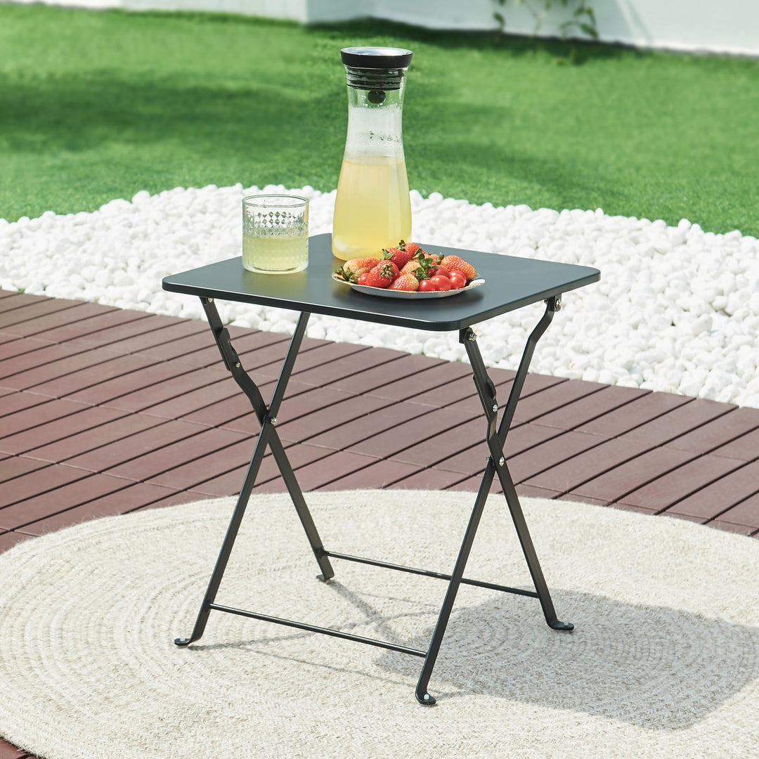 [en.casa] Campingtisch Vegårshei Klapptisch Gartentisch Stahl klappbar quadratisch Outdoor-Tisch fal