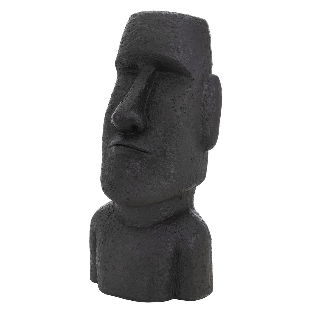 ECD Germany Moai Figur Rapa Nui Kopf 53,5 cm hoch aus wetterfestem Steinguss Kunstharz, Anthrazit, O
