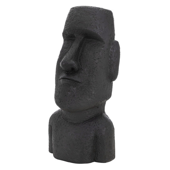ECD Germany Moai Figur Rapa Nui Kopf 53,5 cm hoch aus wetterfestem Steinguss Kunstharz, Anthrazit, O