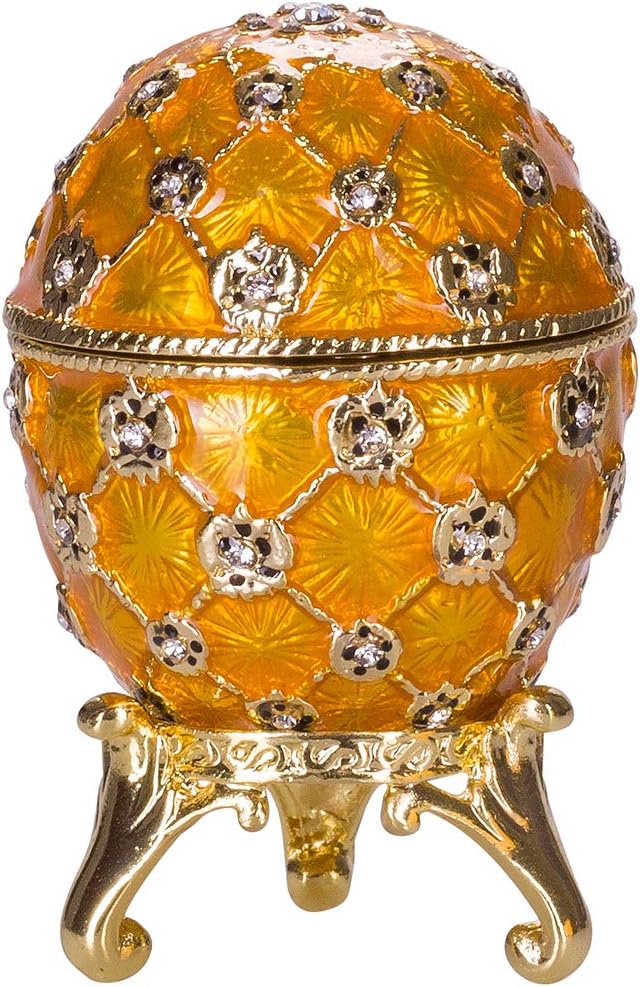 Fabergé-Stil Krönungs Ei/Schmuckkästchen mit Kutsche 6,5 cm gelb