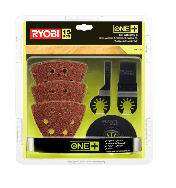 Ryobi Holz-Set für Multitool 15-tlg. RAK15MT (Multitool Zubehör-Set für Holzbearbeitung, für Multito