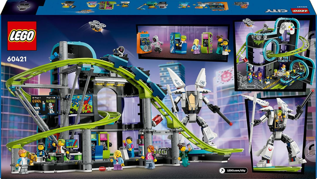 LEGO City Achterbahn mit Roboter-Mech, Spielzeug-Vergnügungspark, Spielset für Jungen und Mädchen ab