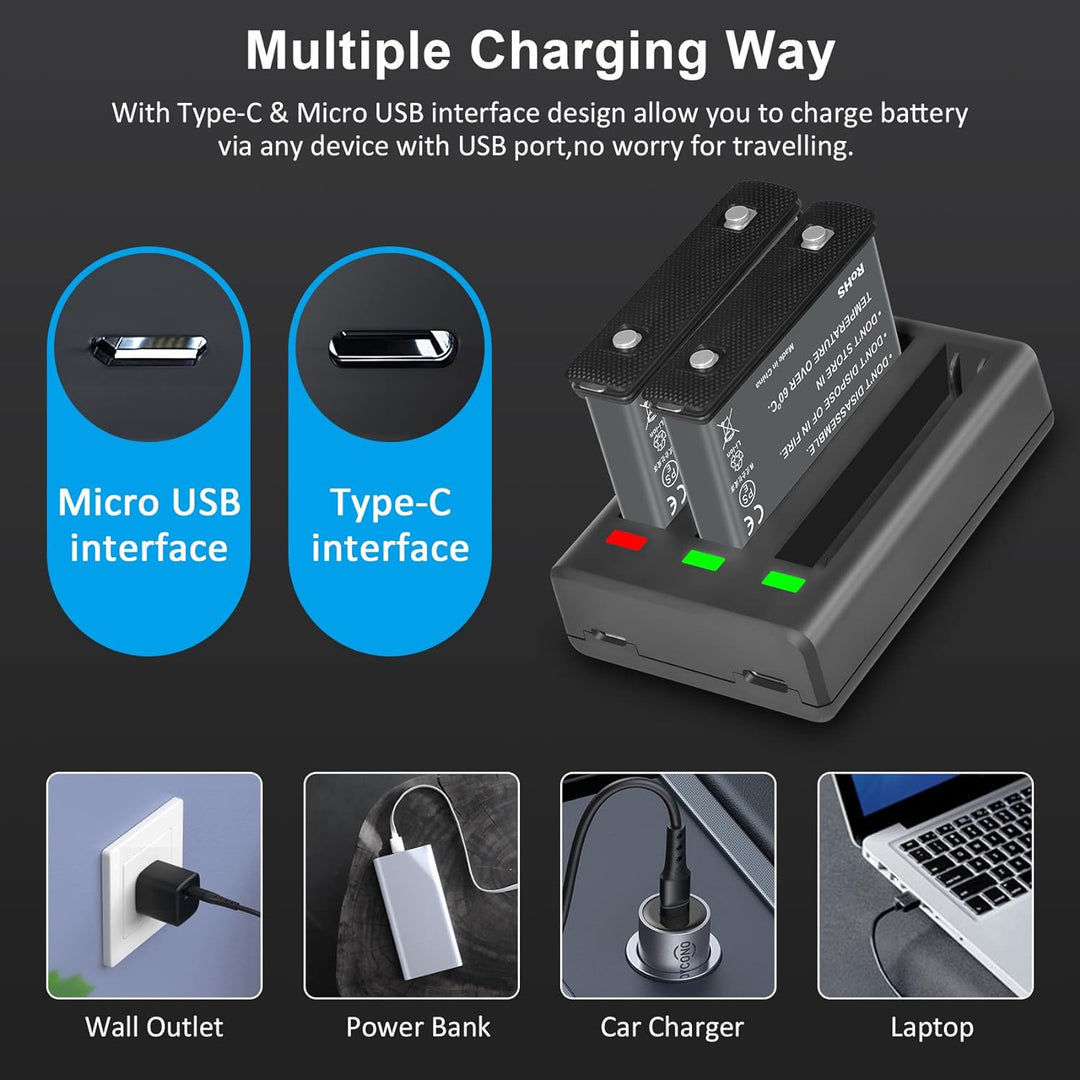 COOLSHOW Action Kamera Akku 1800mAh 2 Stück und Dreifach Ladegerät Set für Insta360 X3 und X3 Ladege