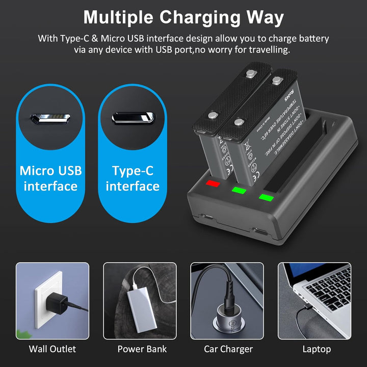 COOLSHOW Action Kamera Akku 1800mAh 2 Stück und Dreifach Ladegerät Set für Insta360 X3 und X3 Ladege