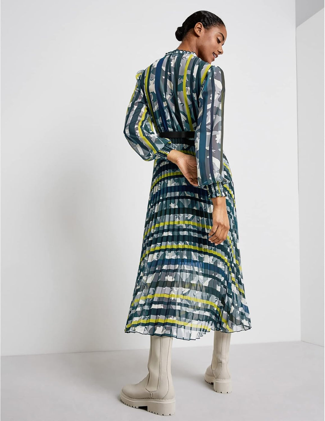 Taifun Damen Gewebe Kleid 42 Dark Lake Gemustert, 42 Dark Lake Gemustert