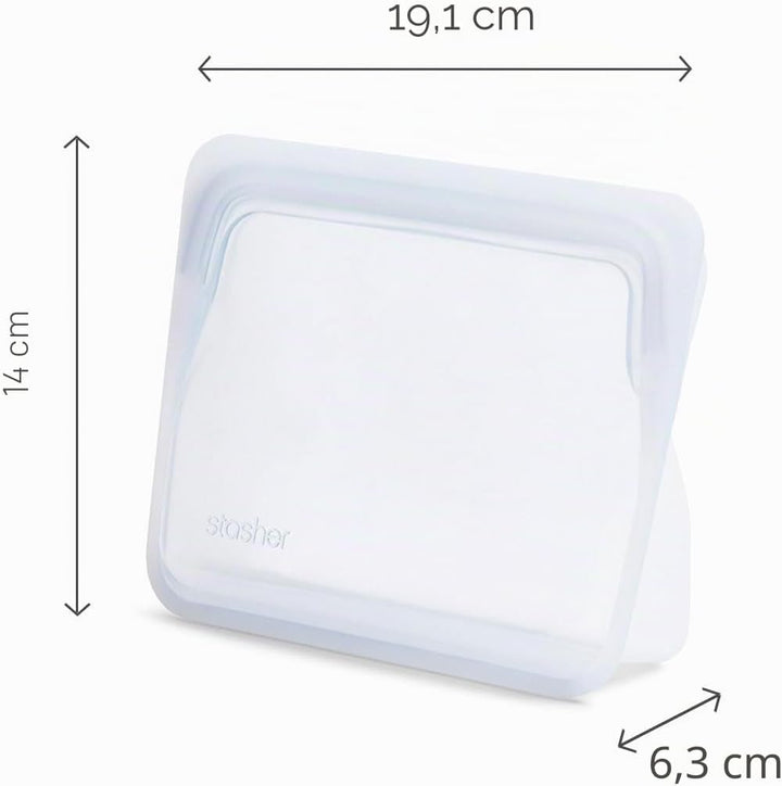 Stasher Bag Premium Silikonbeutel wiederverwendbar für Lebensmittel, Stand Up Mini Bag, Klar, Dauerh