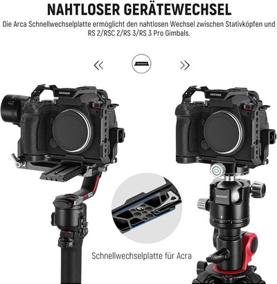 NEEWER S5 II Cage S5 IIX Cage,S5 II S5 IIX Käfig mit HDMI Kabelklemme,NATO Schiene,Arca QR Basis,3/8