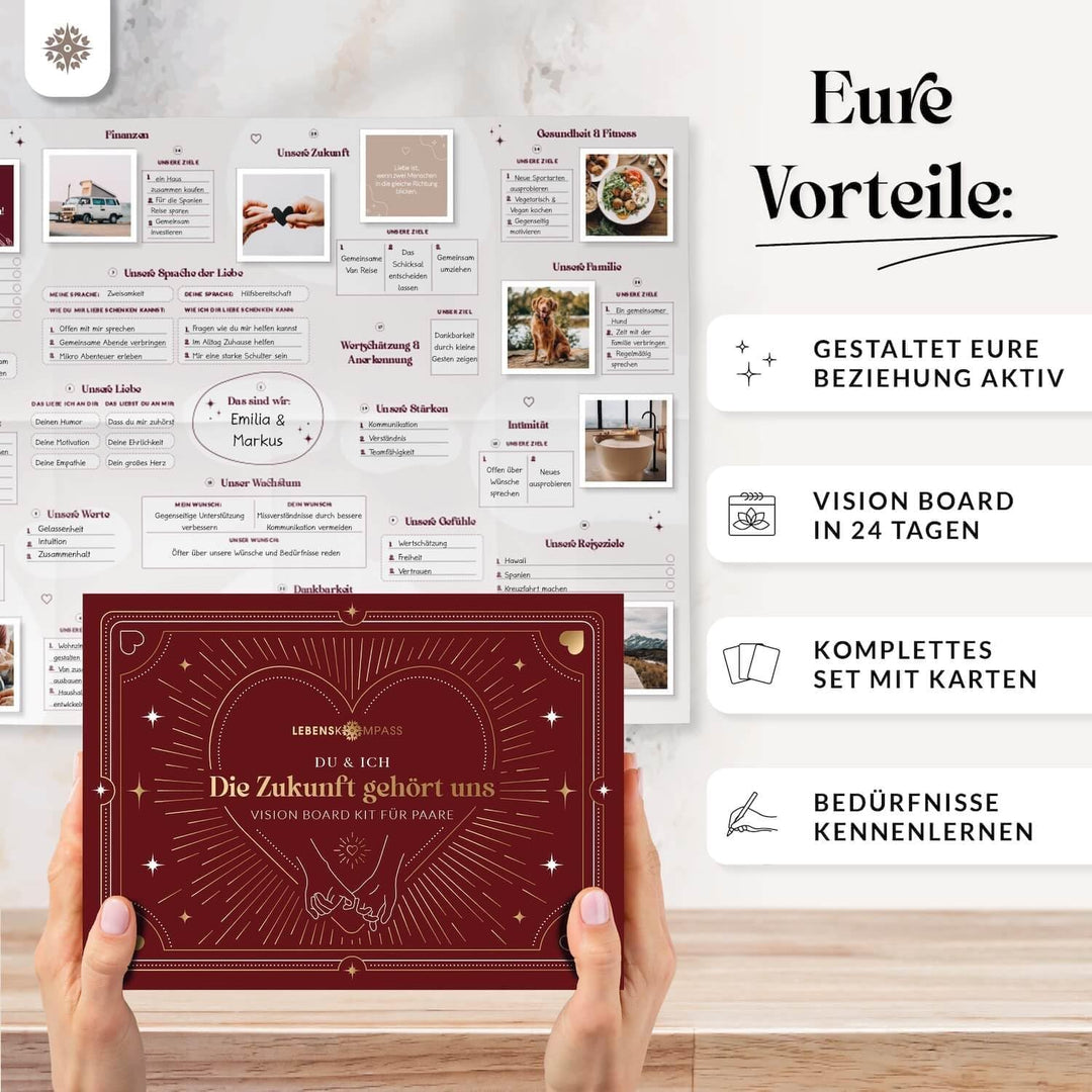 LEBENSKOMPASS Vision Board Set für Paare ”Unsere Zukunft” - DAS ORIGINAL - Bastelt ein gemeinsames V