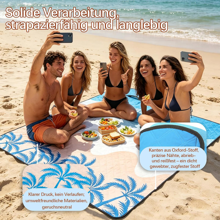 Picknickdecke 200x200 cm - Stranddecke XXL, wasserdicht & isoliert Campingdecke, atmungsaktiv und we