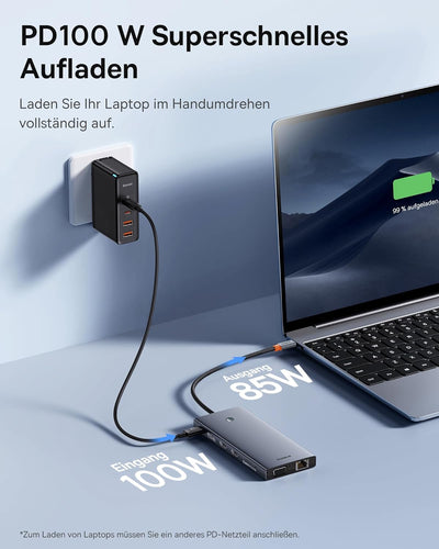 Baseus USB C Docking Station 3 Monitore, 13-in-1 USB C Hub mit 2 HDMI 4K@60Hz, DisplayPort 4K@120Hz,