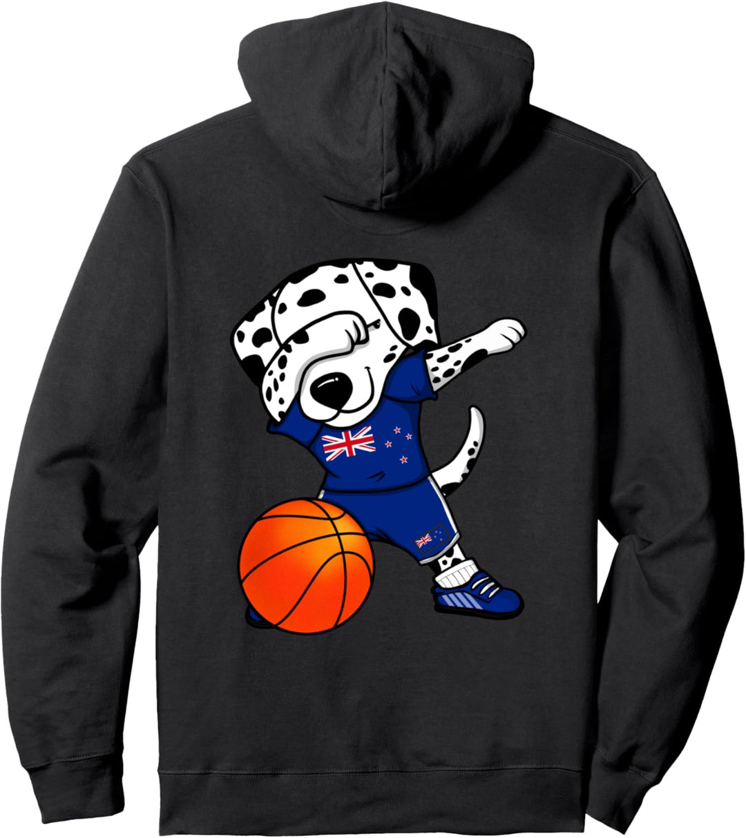 Dabbing Dalmatiner Neuseeland Basketball Mannschaft Sport Pullover Hoodie