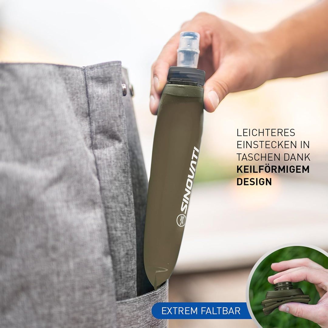 SINOVATI® TPU Faltbare Trinkflaschen, Soft Flask, Wasserflasche BPA-Frei Sportflasche für Trinkrucks