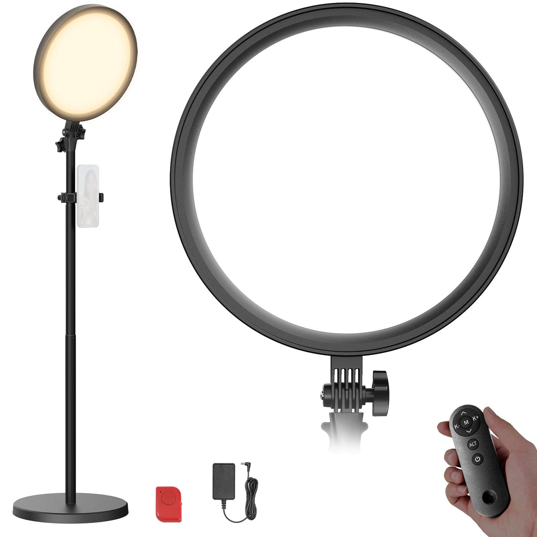 NEEWER Basics 12" 24W Grosses Ringlicht mit 173cm Stativ, Handyhalter & Fernbedienung kompatibel mit