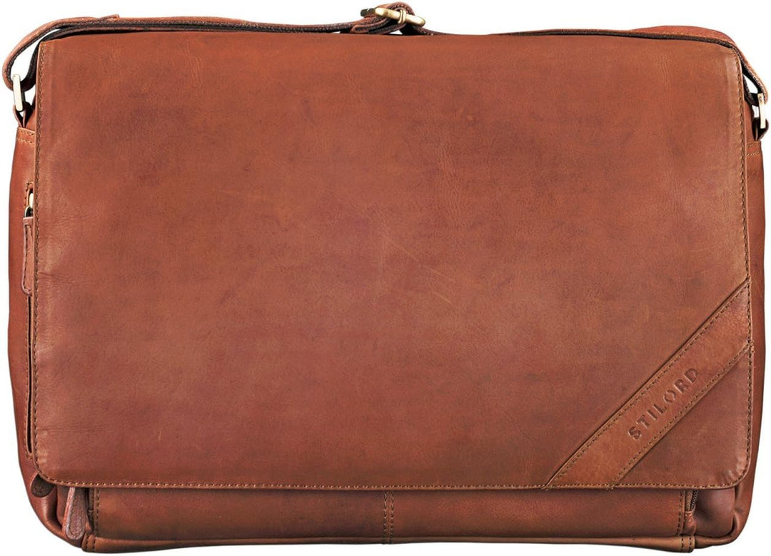 STILORD 'Nick' Umhängetasche Leder Herren Damen Unitasche 15.6 Zoll Laptoptasche Aktentasche Bürotas