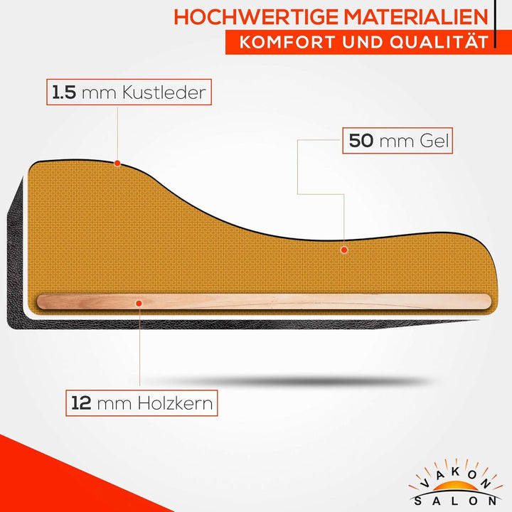 VAKON SALON - Breitsitz Rollhocker höhenverstellbar von 55-75 cm auf Premiumrollen und Fussring, Dre