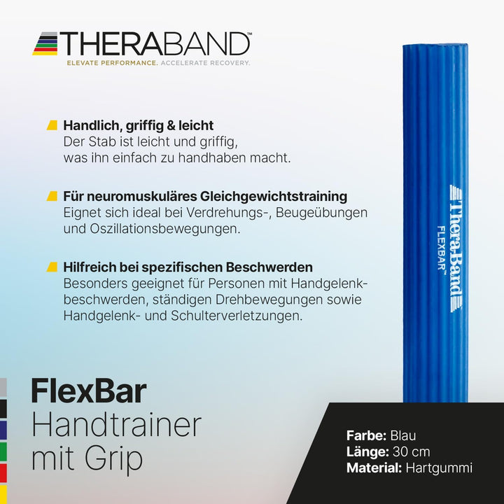 TheraBand FlexBar Handtrainer | Unterarmtrainer für Rehabilitation & Griffkraft | Trainingsgerät für