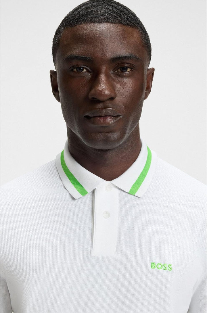 BOSS Herren Pio Polohemd S Weiss 100, S Weiss 100