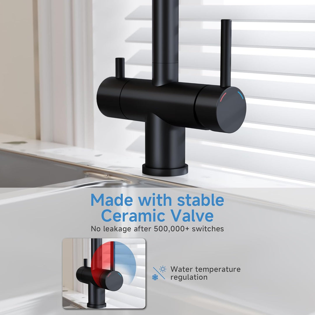 Wasserhahn Küche 3 Wege, 360° Drehbar Küchenarmatur, 3 in 1 Mischbatterie für Wasserfilter, Trinkwas