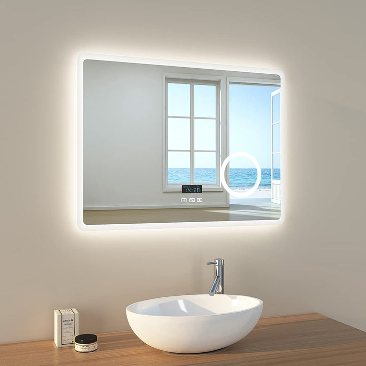 EMKE LED Badspiegel 80x60cm Badezimmerspiegel mit Beleuchtung badezimmerspiegel led Spiegel mit Touc