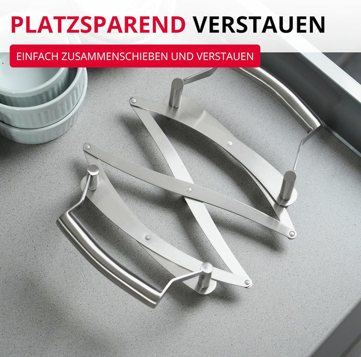 Westmark Ausziehbarer Topf-Untersetzer, Länge: 18 bis 42 cm, Rostfreier Edelstahl, Flexi, Farbe: Sil