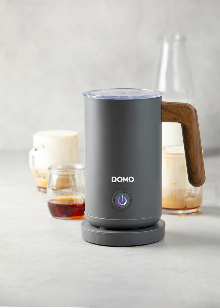 DOMO DO745MF Milchaufschäumer 'Wood You' - Mattgrau - 500 W Matte Grey, Matte Grey