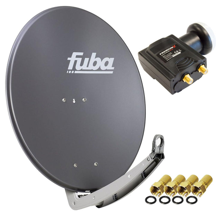 Fuba DAA 780 Satellitenantenne Aluminium in Anthrazit HDTV 3D 4K Premium X Deluxe Twin LNB Sat 78 cm