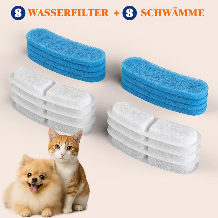 ROTTOGOON 8er-Pack Ersatzfilter für den pumpenlosen Filter Katzenbrunnen STR-PT-108A, Mehrschichtige