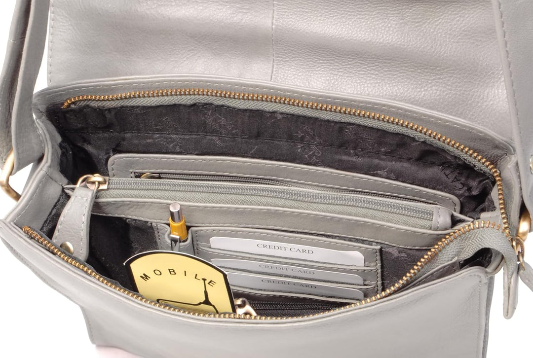 Catwalk Collection Handbags - Vintage Leder - Umhängetasche/Schultertasche - Passend für iPad und Ta