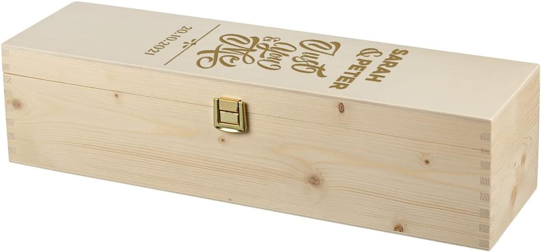 Wein Geschenkset 2-TLG - personalisiert mit Wunschgravur - 1x gravierte Weinflasche 700 ml und 1x Ho