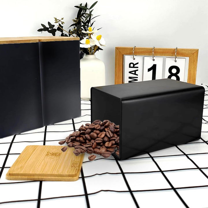 Tee-, Kaffee- und Zuckerdosen-Set, 3-teilig, schwarze Kanister, Tee-, Kaffee- und Zuckerdosen-Set, f