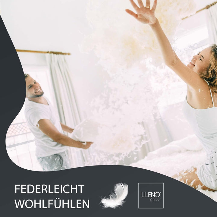 LILENO HOME Federkissen 40x80 cm [1er Set] - Kissen 40 x 80 cm aus Federn als Kopfkissen, Schlafkiss