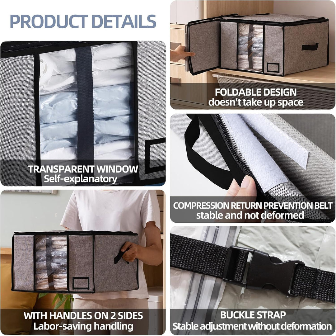 TAILI Vakuumbeutel für Kleidung mit Aufbewahrungsbox 2 in 1 Design 40 x 42 x 25 CM Vakuumbeutel für