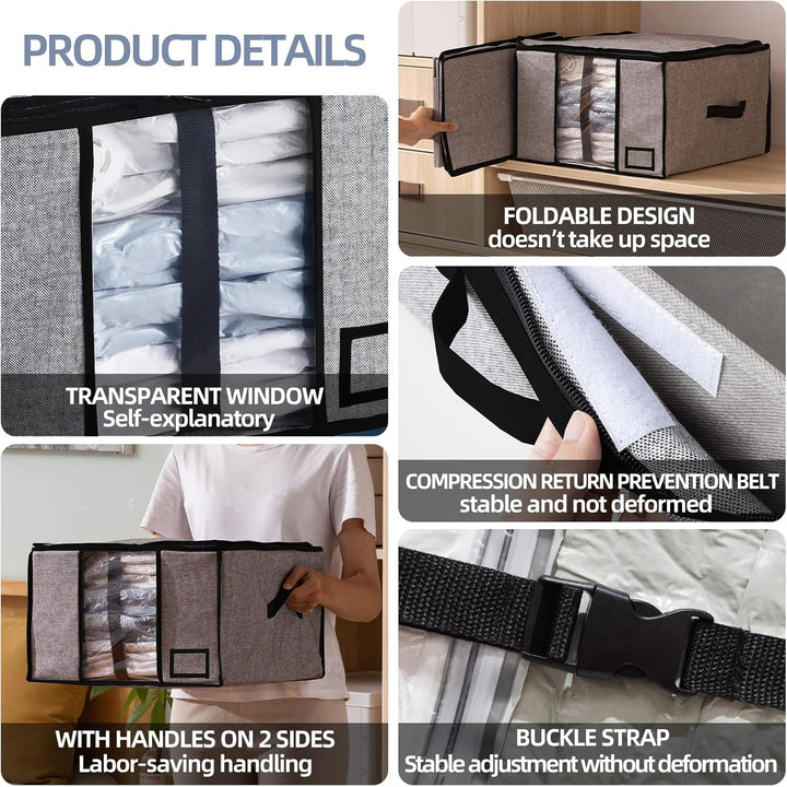 TAILI Vakuumbeutel für Kleidung mit Aufbewahrungsbox 2 in 1 Design 40 x 42 x 25 CM Vakuumbeutel für