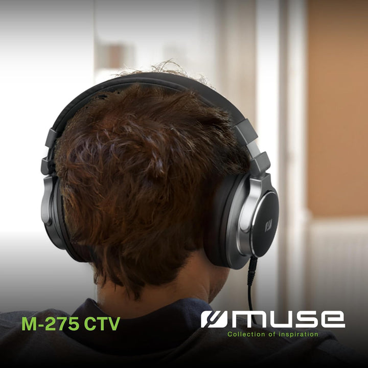 MUSE - M-275 CTV | TV-Kopfhörer mit langem Kabel (6m) | Over-Ear Kopfhörer | Lautstärkeregler, Verst