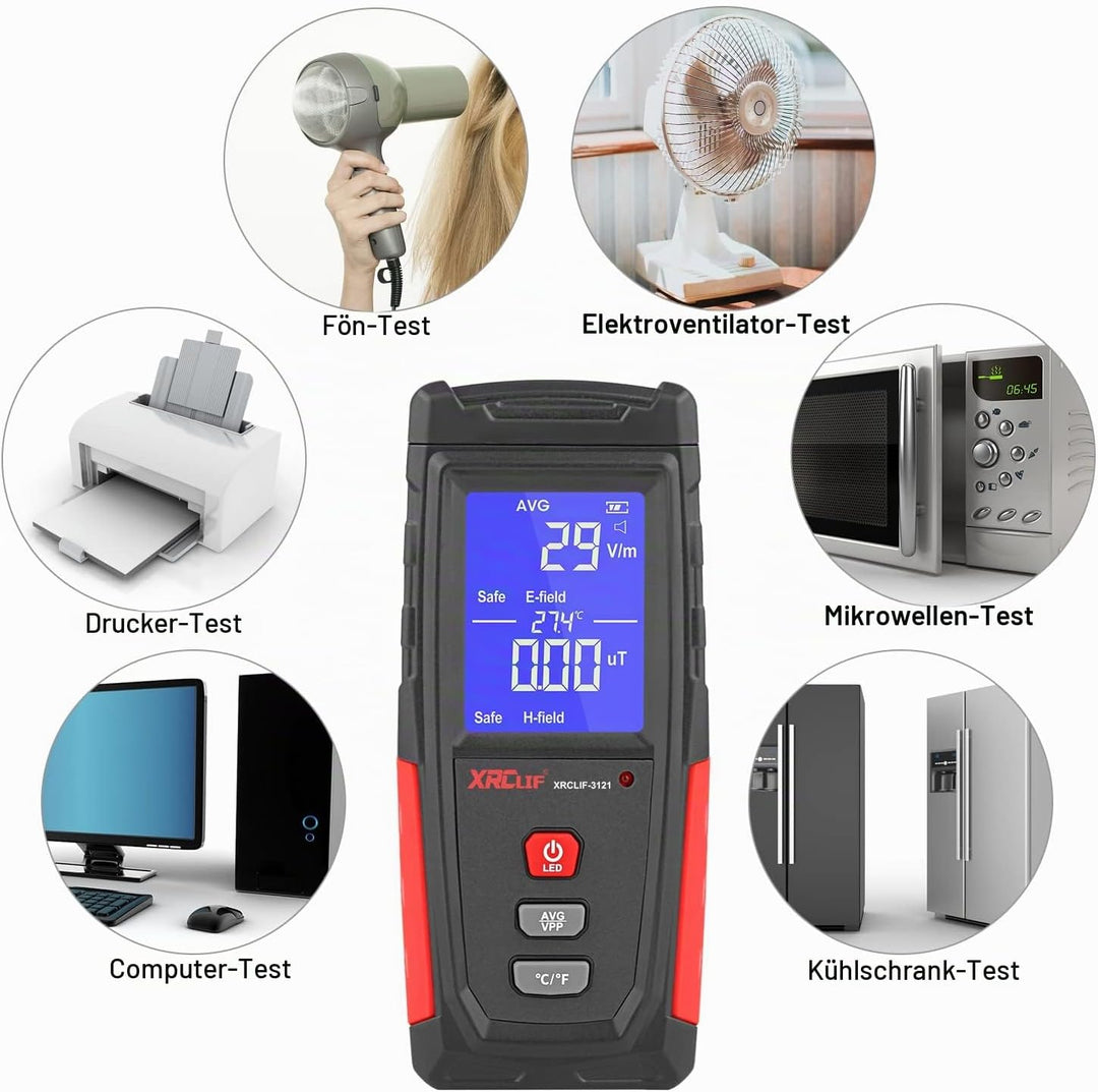 EMF Messgerät, XRCLIF Digitaler Elektromagnetischer Strahlungsdetektor, Handheld EMF Tester für Zuha