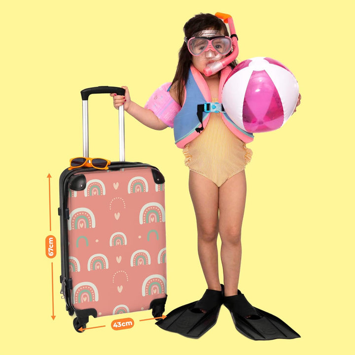 NoBoringSuitcases.com® Reisekoffer Kinder Mädchen Koffer Leicht Reisetrolley mit Rollen Gepäck Rosa