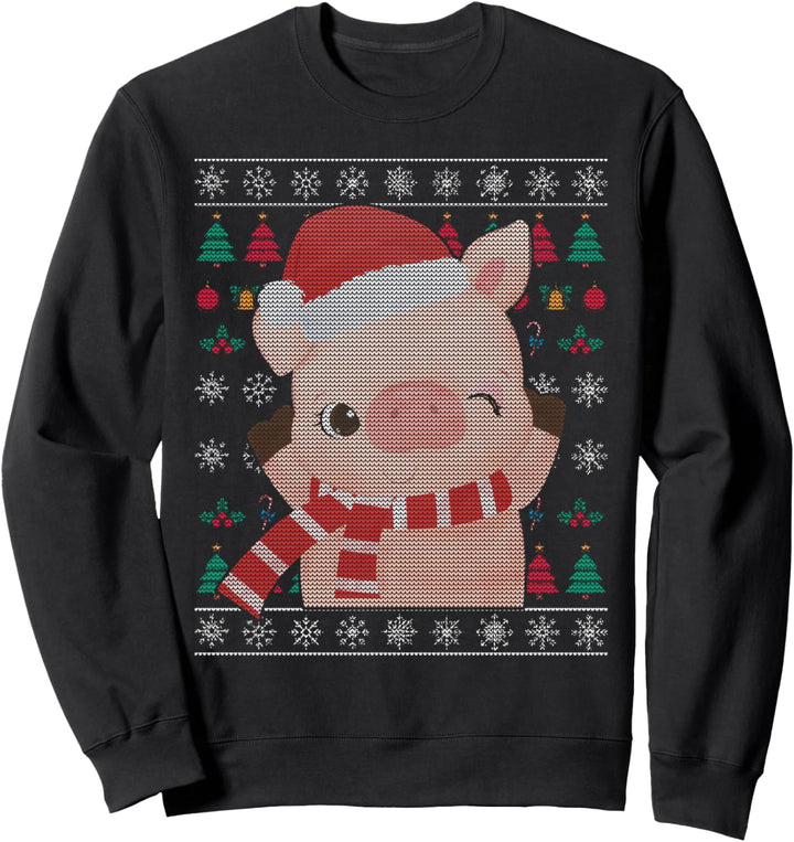 Weihnachten Geschenk Bauernhof Ugly Christmas Schwein Sweatshirt