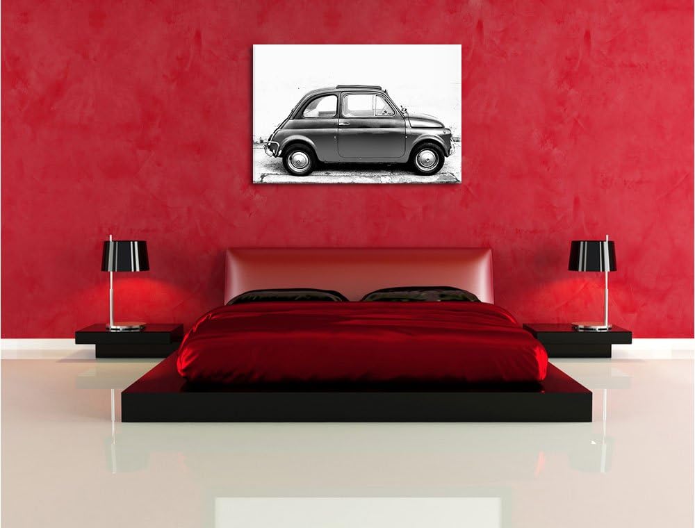 Pixxprint Kleiner roter Oldie 100x70cm Leinwandbild Wandbild Kunstdruck, 100x70