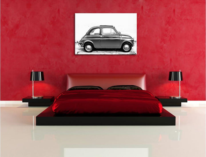 Pixxprint Kleiner roter Oldie 100x70cm Leinwandbild Wandbild Kunstdruck, 100x70