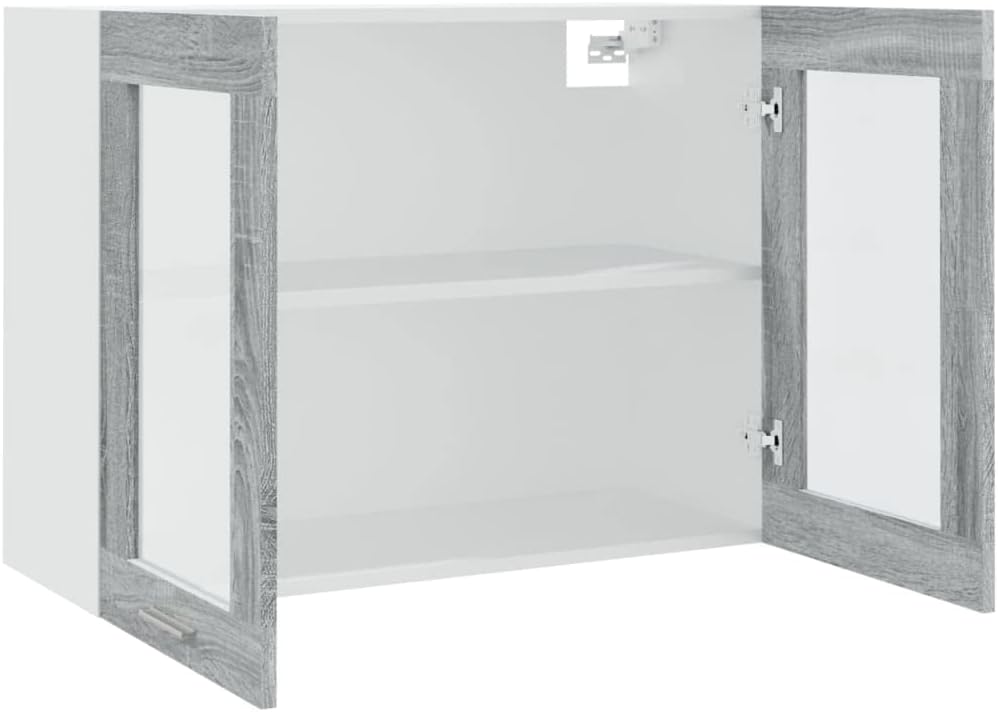 INLIFE Hängeschrank Glas Grau Sonoma 80x31x60 cm Holzwerkstoff,Grau,20.8KG