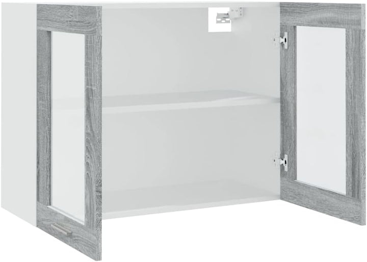 INLIFE Hängeschrank Glas Grau Sonoma 80x31x60 cm Holzwerkstoff,Grau,20.8KG