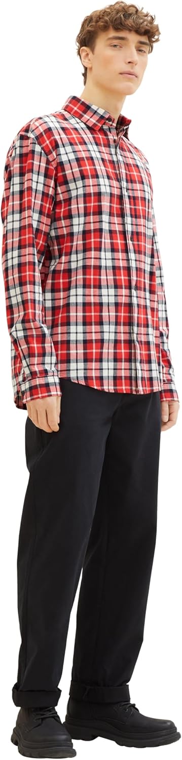 TOM TAILOR Denim Herren Hemd S 33925 - Red Colorful Check, S 33925 - Red Colorful Check