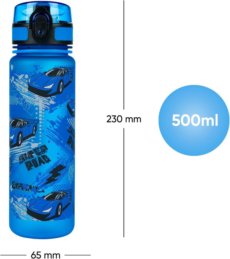 Baagl Kinder Trinkflasche Auslaufsicher Wasserflasche 500ml, Schule und Sport Flasche für Jungen Mäd