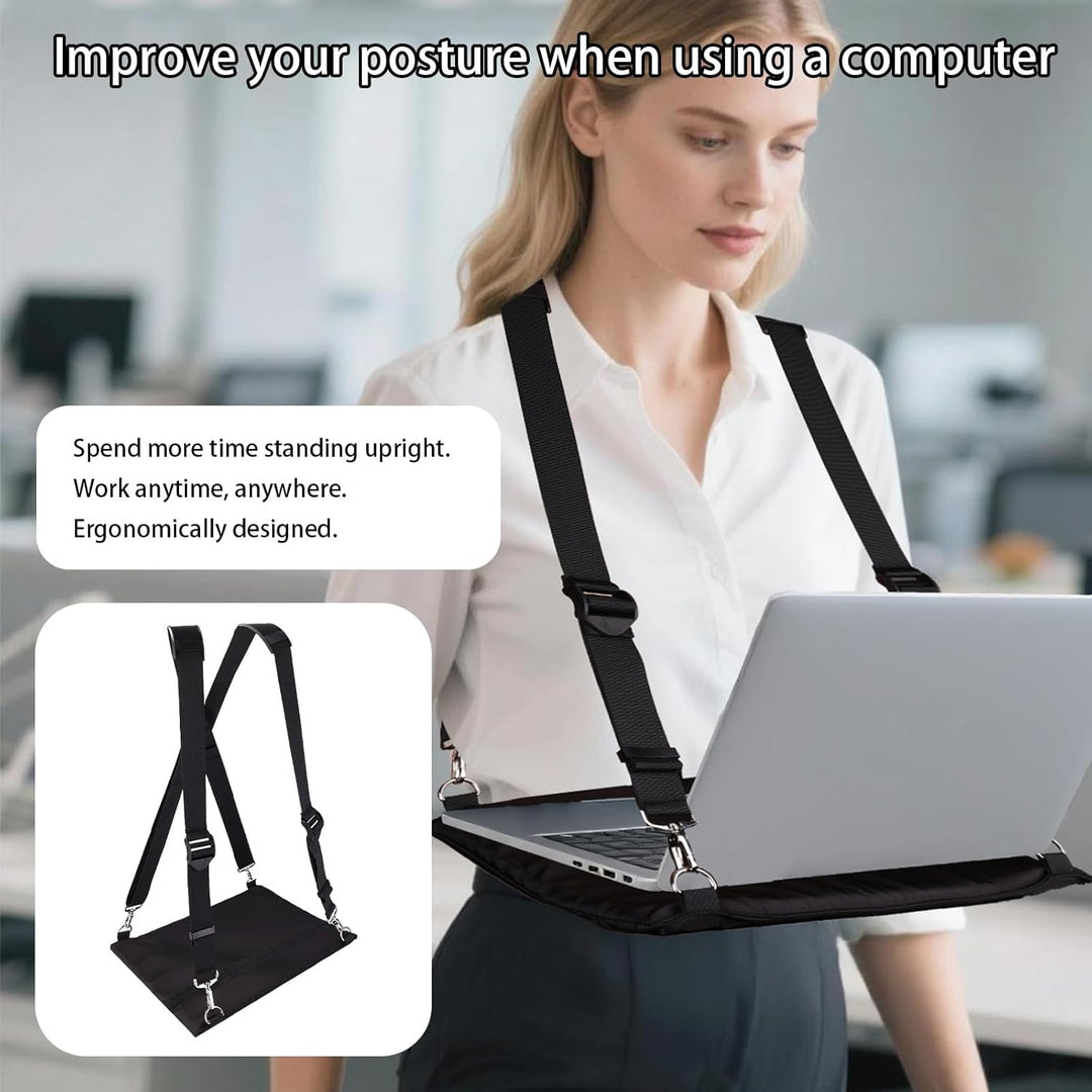 Tragbarer Laptop Tragegurt, Verstellbarer Laptopständer mit Ergonomischen Gurten für 40,6 cm Laptops