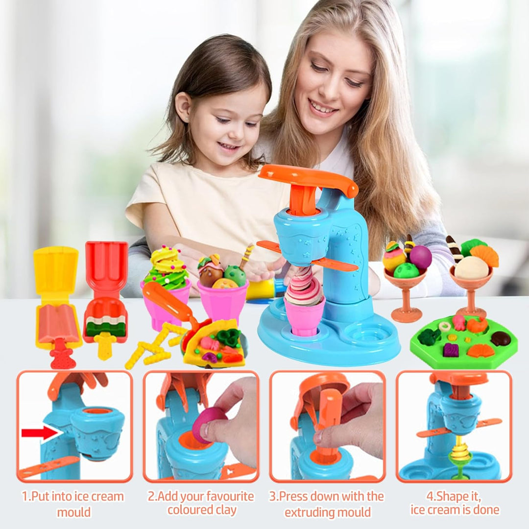 51 Stück Knete Zubehör Set für Kinder DIY Knete Knetwerkzeug Eismaschine Nudelmaschine Burgermaschin